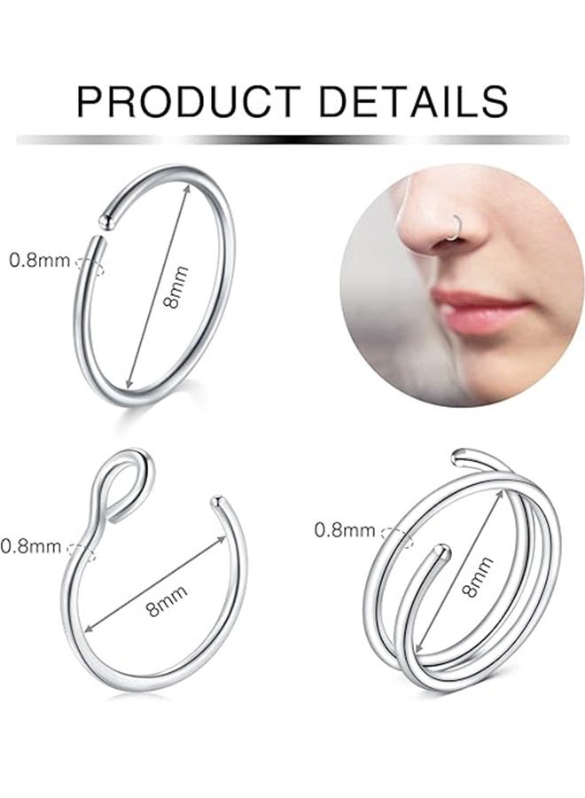 مجموعة 15 قطعة 20 جرام من حلقات الأنف المصنوعة من الفولاذ المقاوم للصدأ، لا تسبب الحساسية على شكل حرف L، مجوهرات ثقب الأنف للنساء والرجال - Image 2